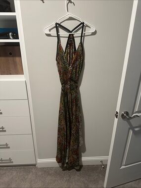ALLOY Paisley Maxi Dress in Red, Green and Black